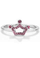 very nice silver Princess Tiara pink crystals baby ring